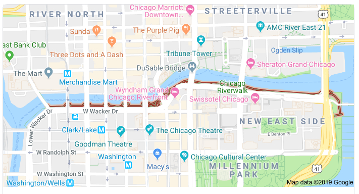 chicago river tour map
